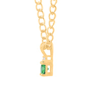 Emerald Gemstone & Diamond Solid 14k Yellow Gold Pendant