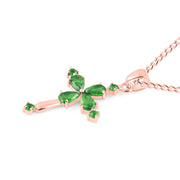 Emerald Gemstone Solid 14k Rose Gold Cross Pendant