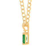 Emerald Gemstone & Diamond Solid 14k Yellow Gold Pendant