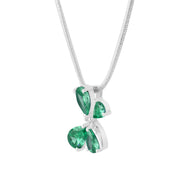 Emerald Gemstone & Diamond Solid 925 Sterling Silver Pendant