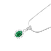 Emerald Gemstone Solid 925 Sterling Silver Pendant