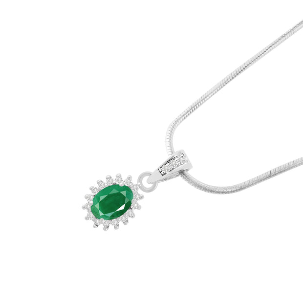 Emerald Gemstone Solid 925 Sterling Silver Pendant