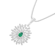 Emerald Gemstone Solid 925 Sterling Silver Pendant