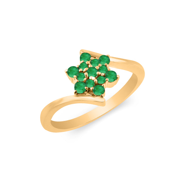 Emerald Gemstone Solid 14k Yellow Gold Ring