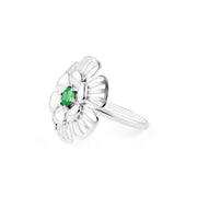 Emerald Gemstone Solid 14k White Gold Ring