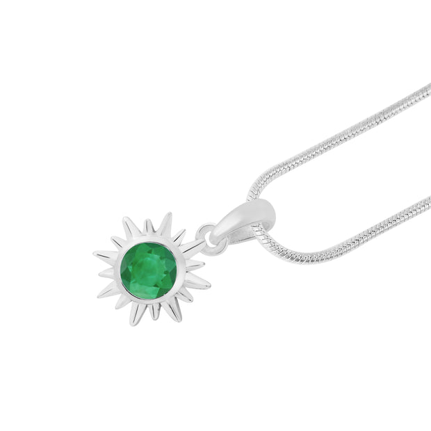 Emerald Gemstone Solid 925 Sterling Silver Pendant