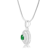 Emerald Gemstone Solid 925 Sterling Silver Pendant