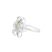 Citrine Gemstone & Diamond Solid 14k White Gold Ring