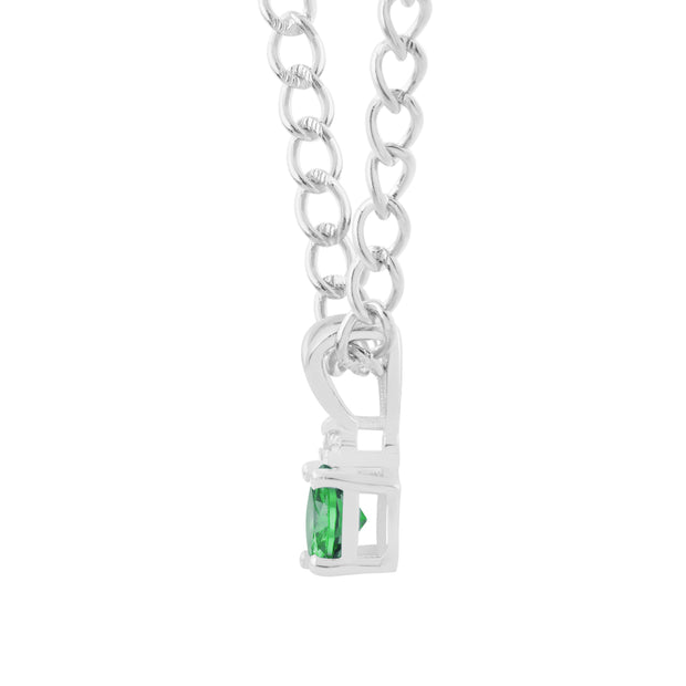 Emerald Gemstone & Diamond Solid 925 Sterling Silver Pendant