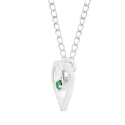 Emerald Gemstone Solid 925 Sterling Silver Heart Pendant