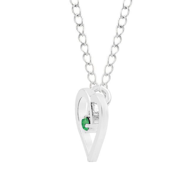 Emerald Gemstone Solid 925 Sterling Silver Heart Pendant
