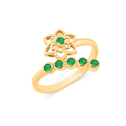 Emerald Gemstone Solid 14k Yellow Gold Ring