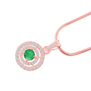 Emerald Gemstone Solid 14k Rose Gold Pendant
