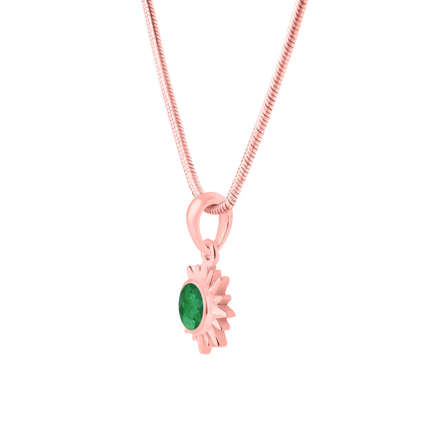 Emerald Gemstone Solid 14k Rose Gold Pendant