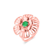 Emerald Gemstone Solid 14k Rose Gold Ring