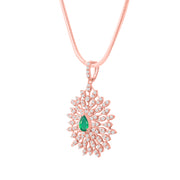 Emerald Gemstone Solid 14k Rose Gold Pendant