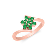Emerald Gemstone Solid 14k Rose Gold Ring