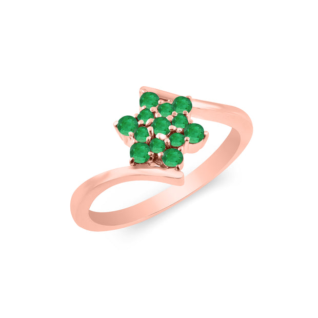 Emerald Gemstone Solid 14k Rose Gold Ring