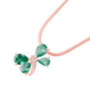 Emerald Gemstone & Diamond Solid 14k Rose Gold Pendant