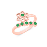 Emerald Gemstone Solid 14k Rose Gold Ring