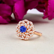 Tanzanite Gemstone & Diamond Solid 14k Rose Gold Ring