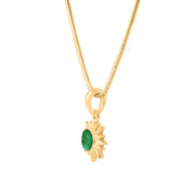 Emerald Gemstone Solid 14k Yellow Gold Pendant