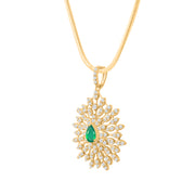 Emerald Gemstone Solid 14k Yellow Gold Pendant