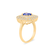 Tanzanite Gemstone & Diamond Solid 14k Yellow Gold Ring