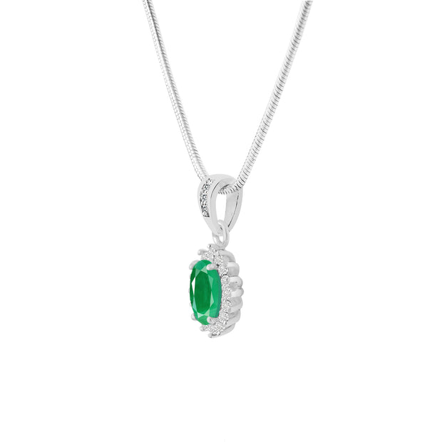 Emerald Gemstone Solid 925 Sterling Silver Pendant