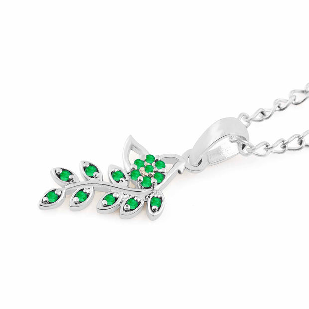 Emerald Gemstone Solid 925 Sterling Silver Pendant