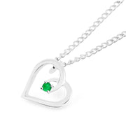 Emerald Gemstone Solid 925 Sterling Silver Heart Pendant