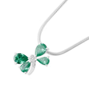 Emerald Gemstone & Diamond Solid 925 Sterling Silver Pendant