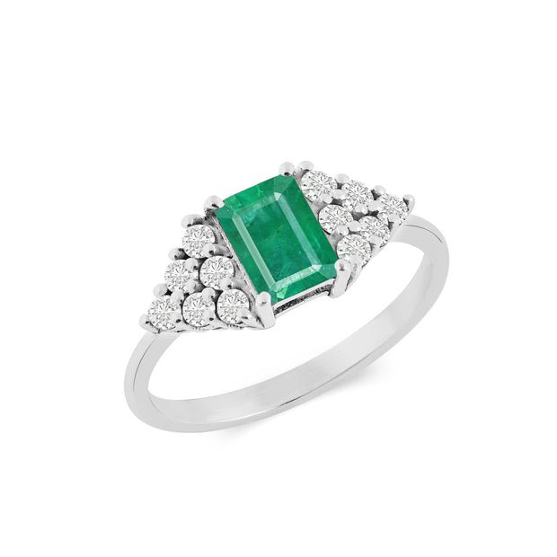 Emerald Gemstone Solid 925 Sterling Silver Ring