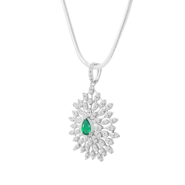 Emerald Gemstone Solid 925 Sterling Silver Pendant