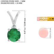 Emerald Gemstone & Diamond Solid 925 Sterling Silver Pendant