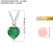 Emerald Gemstone & Diamond Solid 925 Sterling Silver Pendant