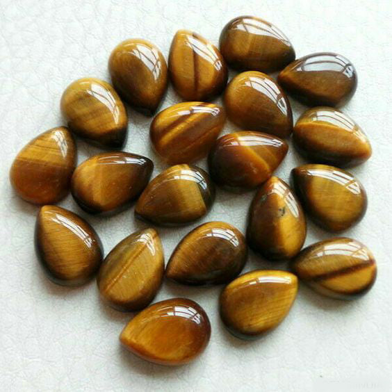 Natural Tiger's Eye 6.5x5 MM Pear Cabochon Loose Gemstone