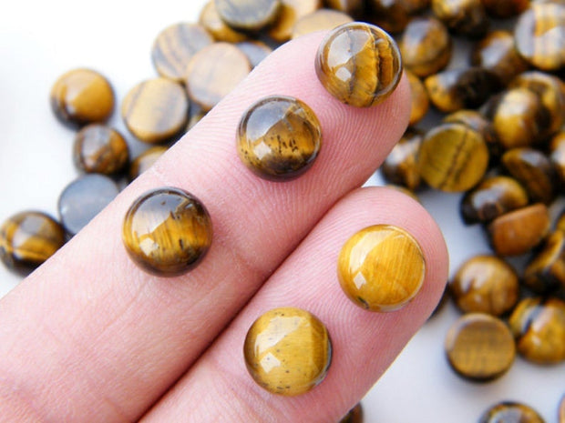 Natural Tiger's Eye 6 MM Round Cabochon Loose Gemstone