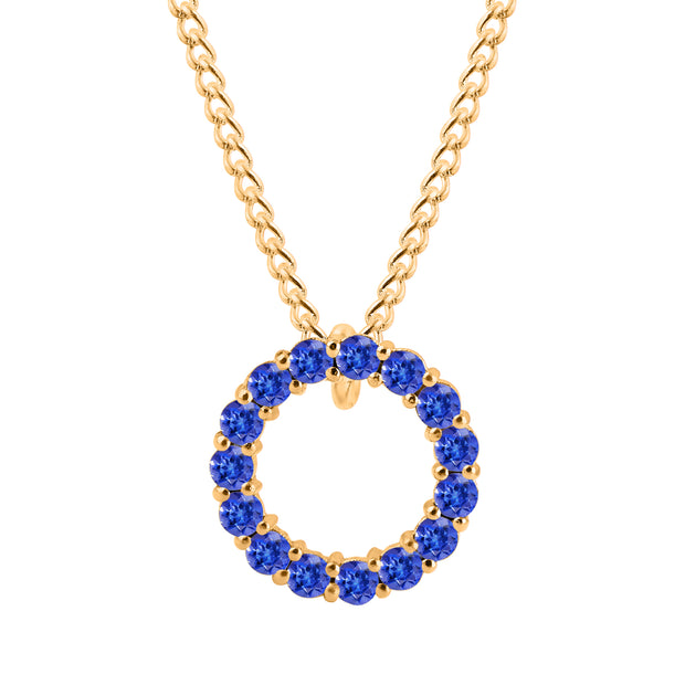 Tanzanite Gemstone Solid 14k Yellow Gold Round Ring Pendant