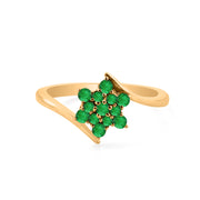 Emerald Gemstone Solid 14k Yellow Gold Ring