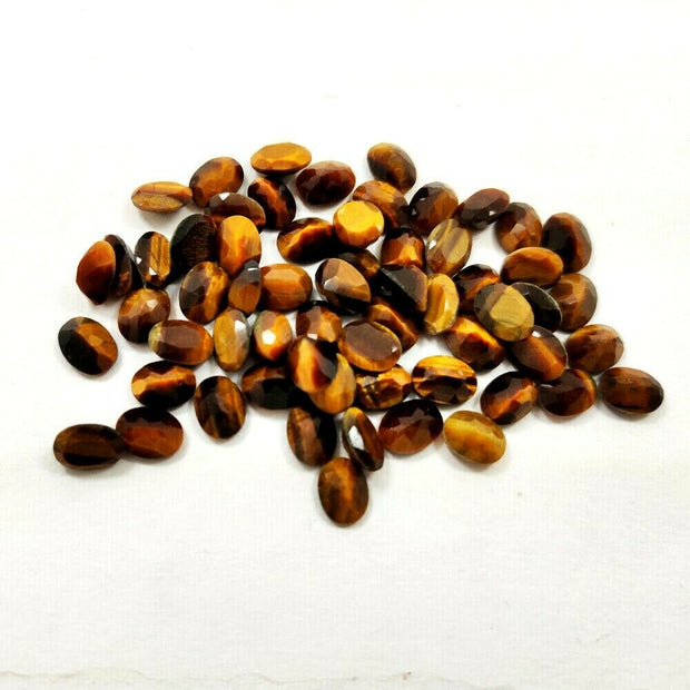 Natural Tiger's Eye 6x4 MM Oval Cut Loose Gemstone