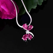 Ruby Gemstone & Diamond Solid 925 Sterling Silver Pendant