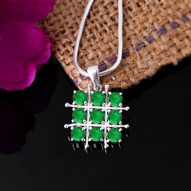Emerald Gemstone Solid 925 Sterling Silver Pendant
