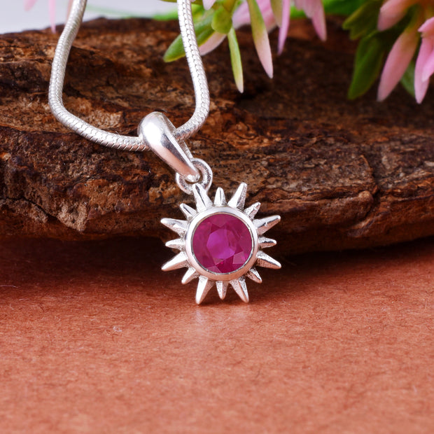 Ruby Gemstone Solid 925 Sterling Silver Pendant