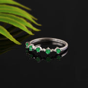 Emerald Gemstone Solid 14k White Gold Ring
