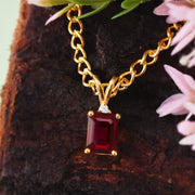 Ruby Gemstone & Diamond Solid 14k Yellow Gold Pendant