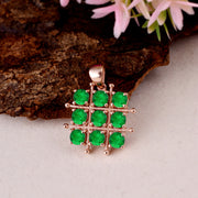 Emerald Gemstone Solid 14k Rose Gold Pendant