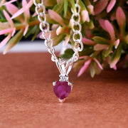 Ruby Gemstone & Diamond Solid 925 Sterling Silver Pendant
