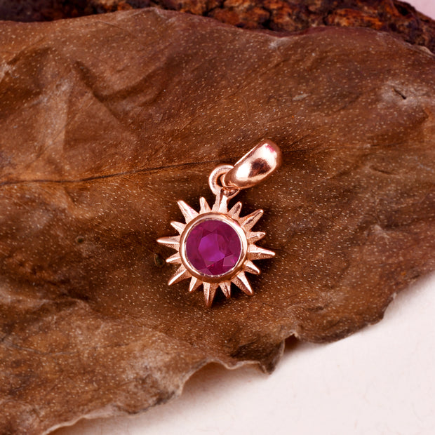 Ruby Gemstone Solid 14k Rose Gold Pendant