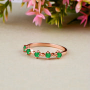 Emerald Gemstone Solid 14k Rose Gold Ring